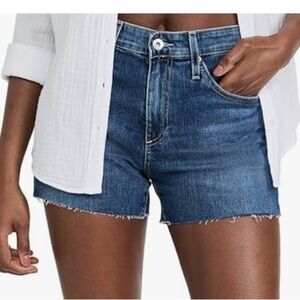 AG Denim Short Hailey Raw Edge Cut-Off Jean Short High Rise Ex-Boyfriend Size 25